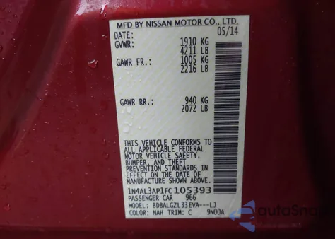 2015 Nissan Altima 2.5 S z USA, uszkodzony, nr VIN 1N4AL3AP1FC105393